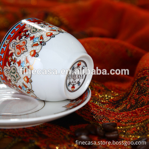 110CC Luxury Fine White Porcelain Ceramic Espresso Cups and Saucers